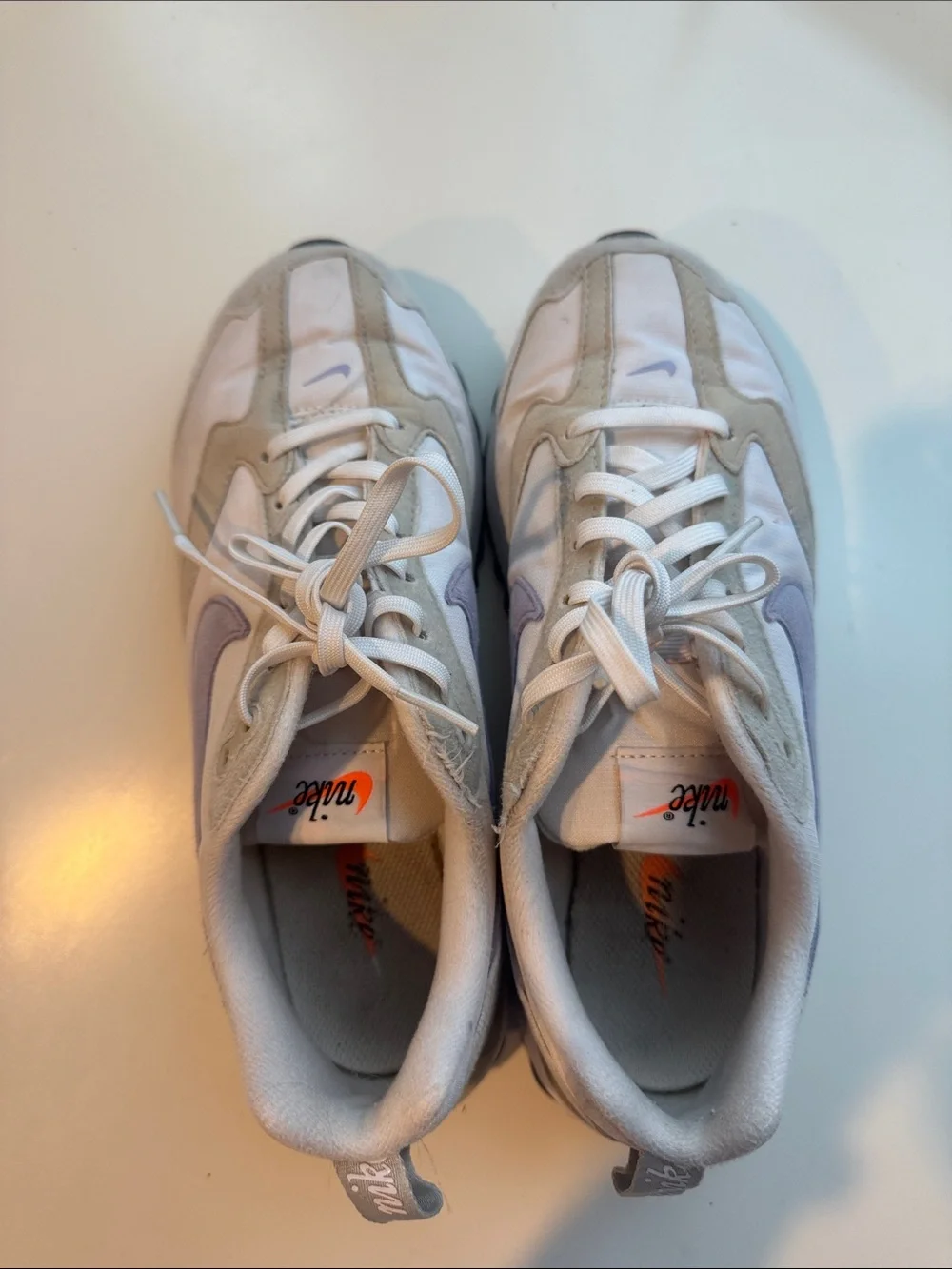 Nike Women’s Sneakers in Light Gray & Lavender Swoosh
